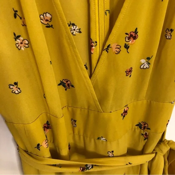 Bella Ella Golden horizon Mustard Yellow floral wrap maxi Dress Gorgeous Sz M - Picture 15 of 15